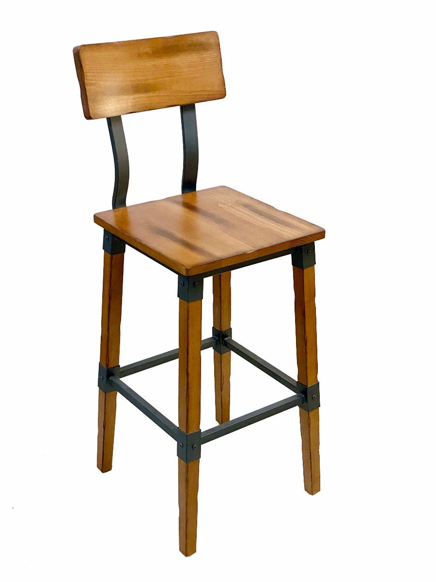 #321/metal frame with antique walnut wood seat